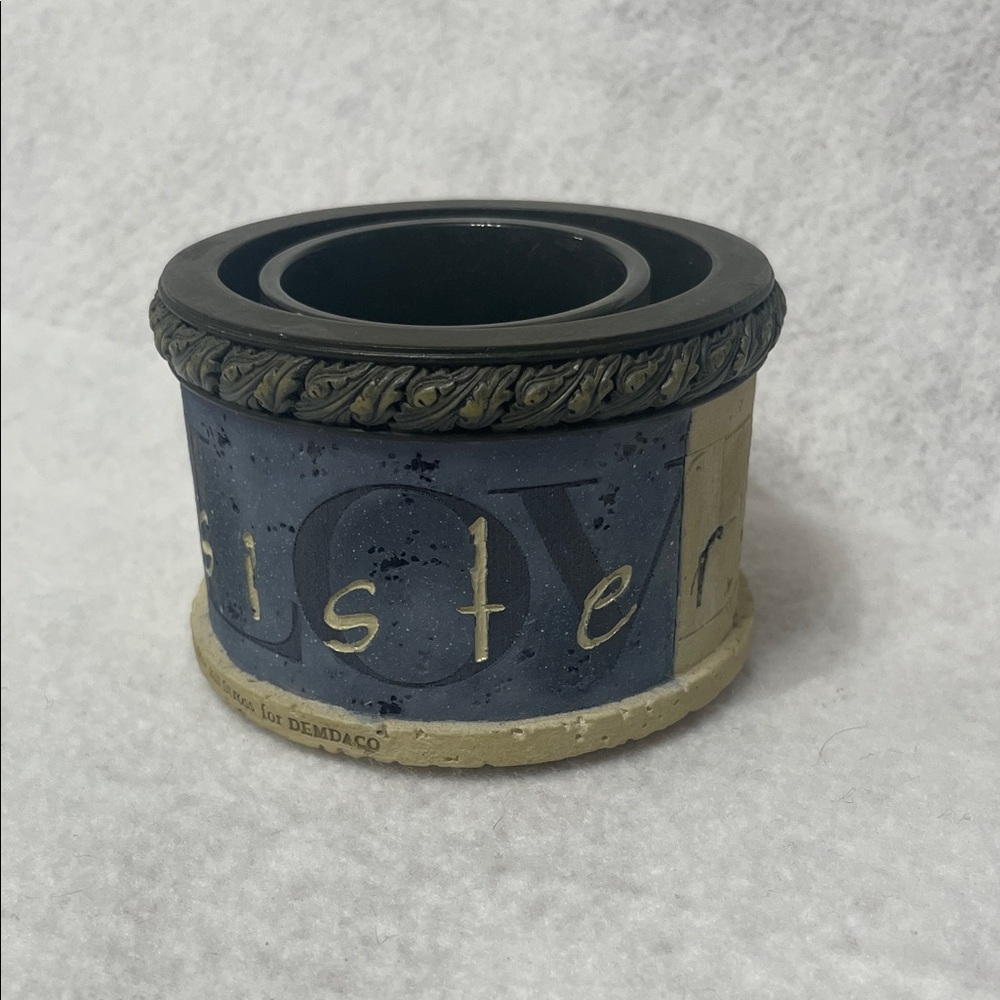 Hearthstone by Bill Stross stone candleholder. Sisters.